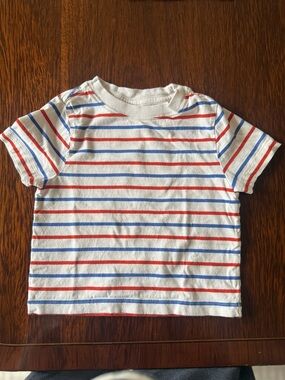 Hanna Andersson White Tee with Red & Blue Stripes